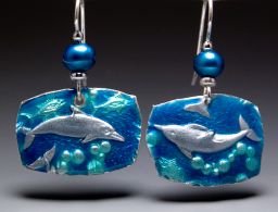 Dophin Earrings Enamel Relic