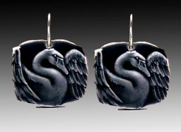 Swan Earrings Enamel Relic