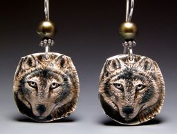 Wolf Earrings Enamel Relics