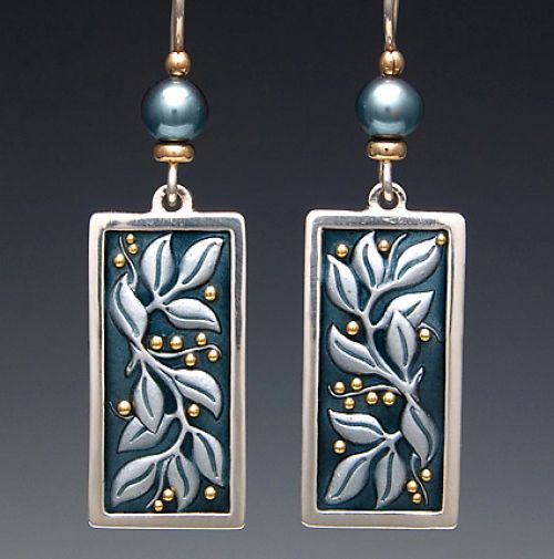 Spring Leaves and Berries Earrings with Pearls