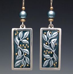 Spring Leaves and Berries Earrings with Pearls